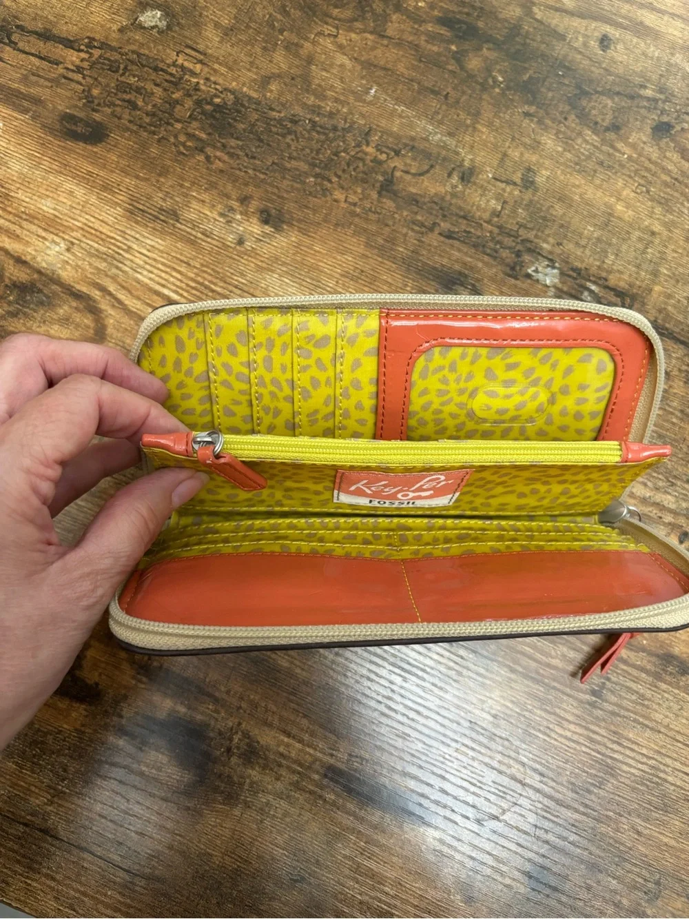 Fossil Floral Zip Wallet in Yellow, Orange, Brown and Black